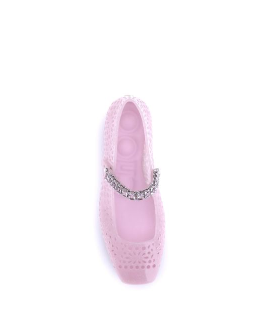 Jimmy Choo Pink The Jelly Embellished Ballerina Flats