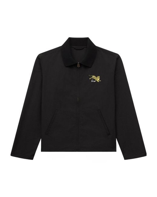 KENZO Black Jumping Tiger' Embroidered Zipped Coach Jacket for men