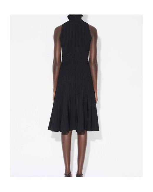 Alaïa Black Alaïa Ribbed Knit Curled High-Neck Dress