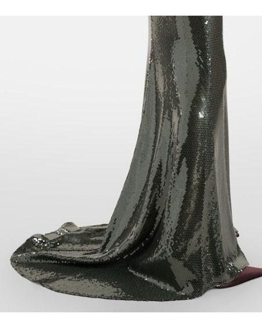 Alex Perry Green Sequined Corset Gown