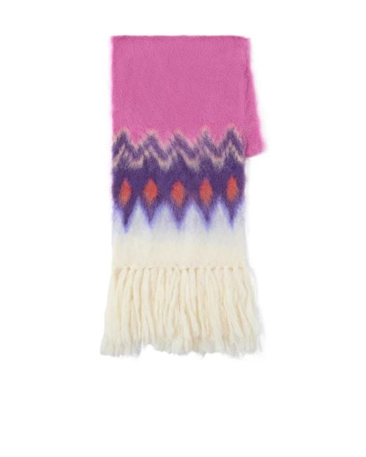 Isabel Marant Pink Pattern Detailed Fringed Scarf
