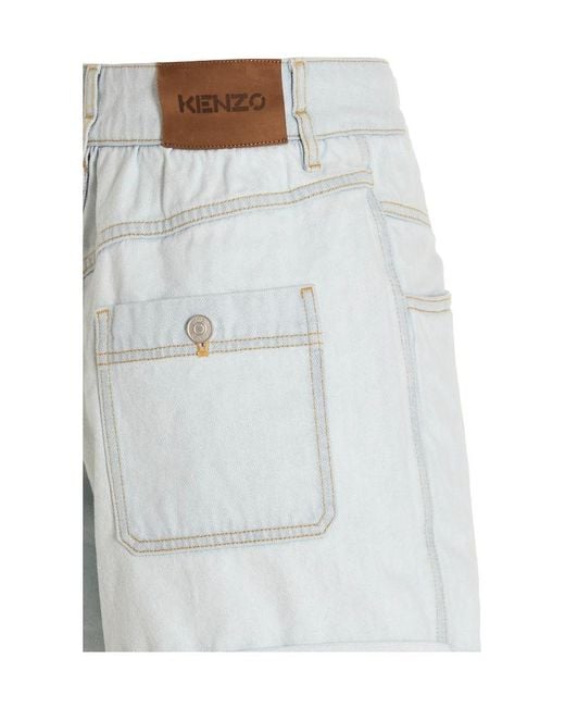 KENZO Blue Turned-Up Hem Denim Shorts