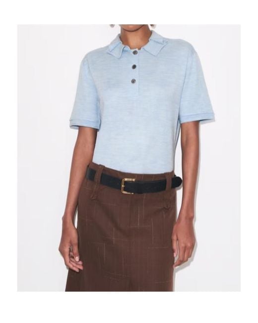 Tory Burch Blue Oversized Silk Polo