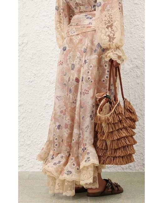 Zimmermann Pink Rebellion Lace Maxi Skirt