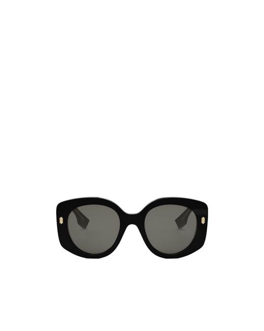 Fendi Black Eyewear Round Frame Sunglasses for men
