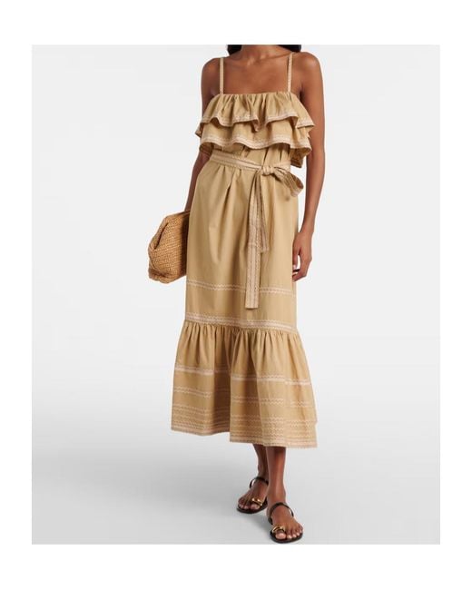 Ulla Johnson Metallic Lucian Ruffled Cotton Midi Dress