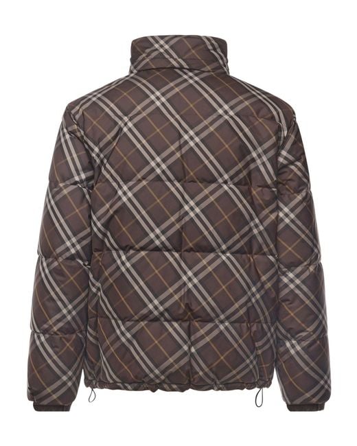 Burberry Brown Reversible Check Snowdon Puffer Jacket for men