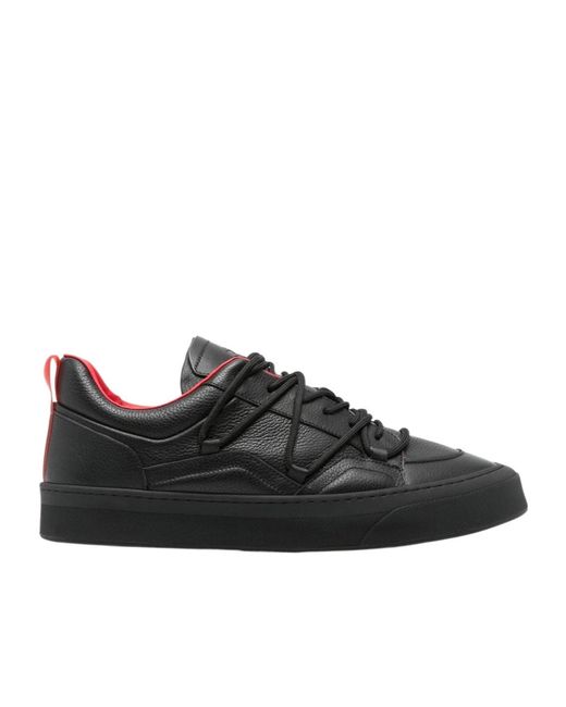 Ferrari Black Lace-Up Low-Cut Casual Shoes for men