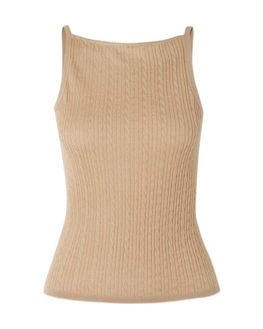 Loro Piana Natural Rimella Cable-Knit Cashmere And Silk-Blend Top