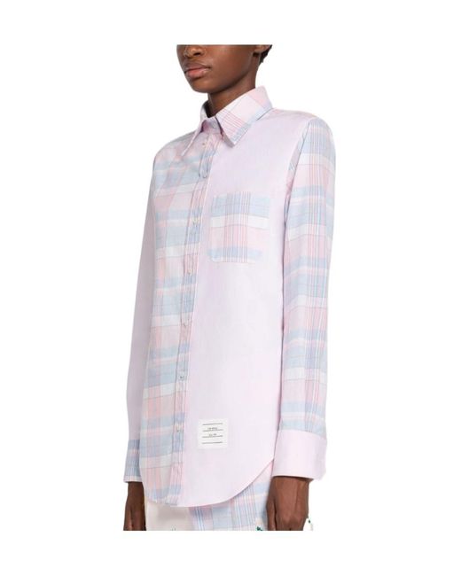 Thom Browne White Checked Long-Sleeved Shirt
