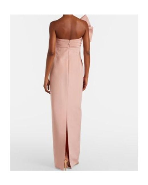 Oscar de la Renta Pink Bow-Detail Draped Silk Faille Gown