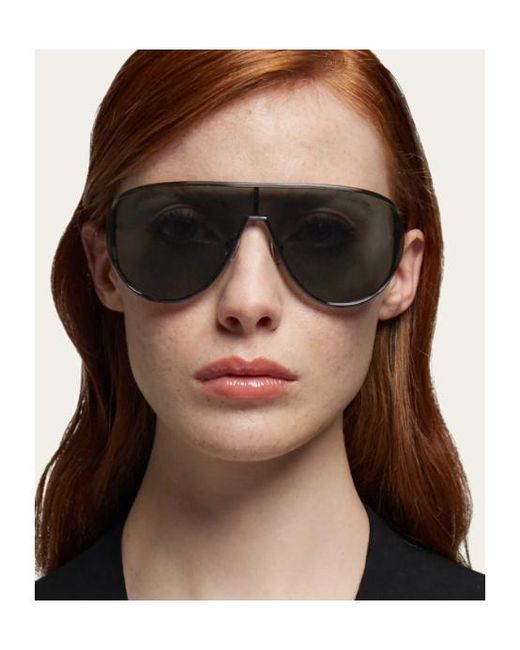 Ferragamo Gray Geometric Frame Sunglasses