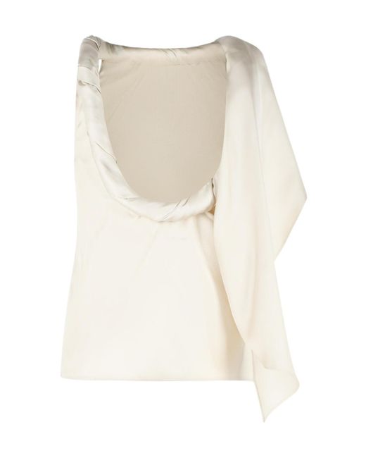 Loulou de Saison White Wilma Draped Collar Top
