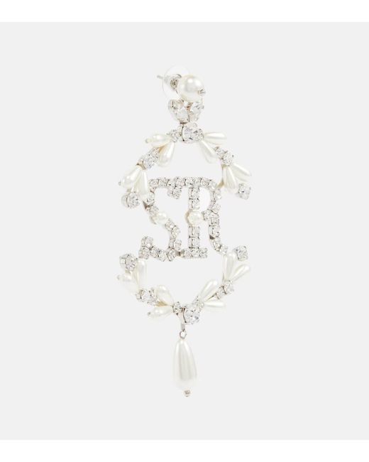 Simone Rocha White Crystal-Embellished Pearl Earrings