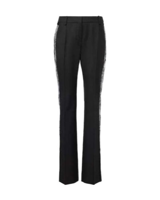 Nina Ricci Black Lace-Trimmed Wool Straight Pants