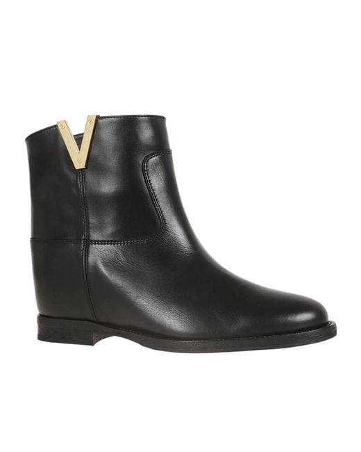 Via Roma 15 Black Plaque Ankle Boots