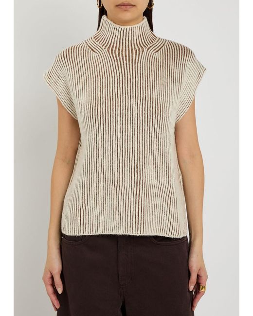 Varley White Lauren Ribbed Knit Top