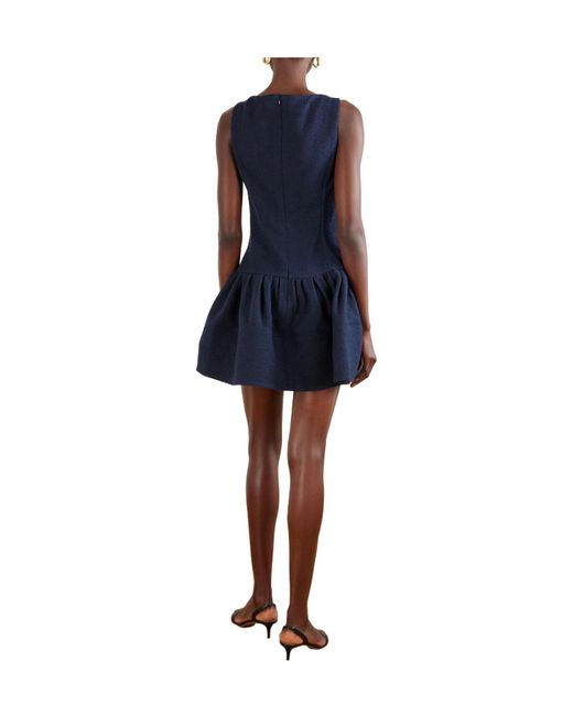 Oscar de la Renta Blue Cotton-Blend Tweed Mini Dress