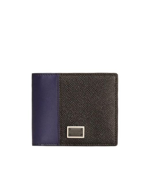 Dolce & Gabbana Blue Logo Plaque Bi-Fold Wallet for men