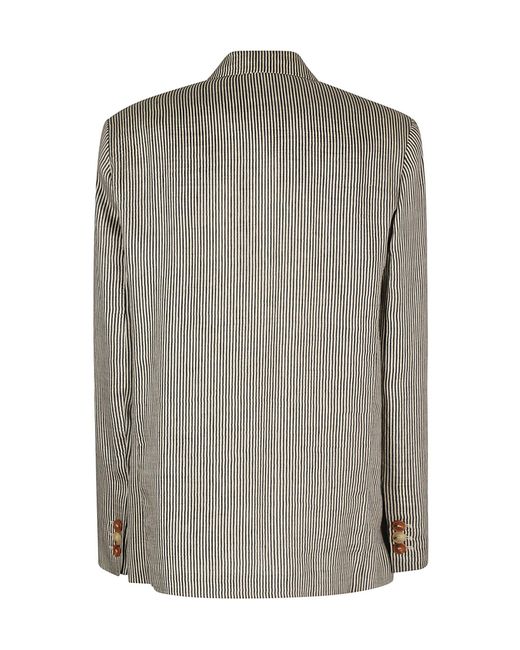 Alysi Gray Striped Single-Breasted Blazer