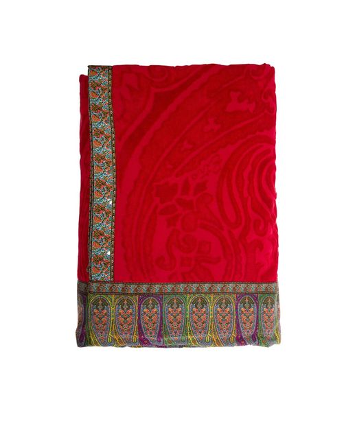 Etro Red Home Patterned Beach Towel for men