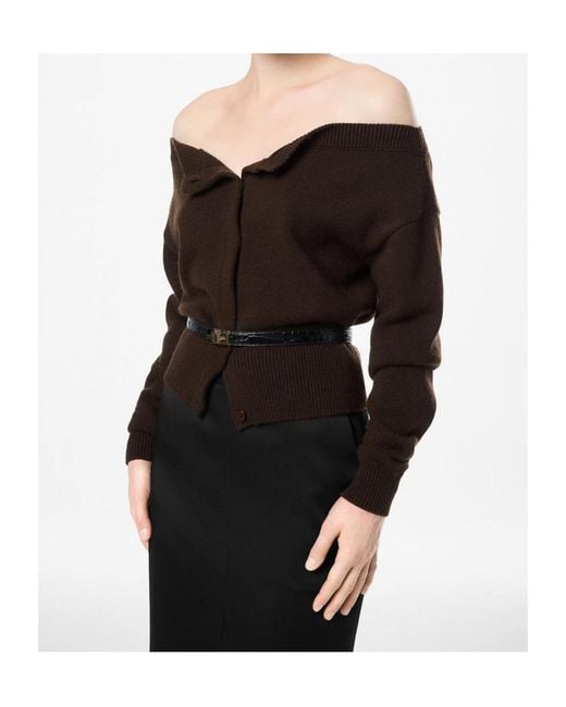Tom Ford Black Open Neck Shrunken Cardigan