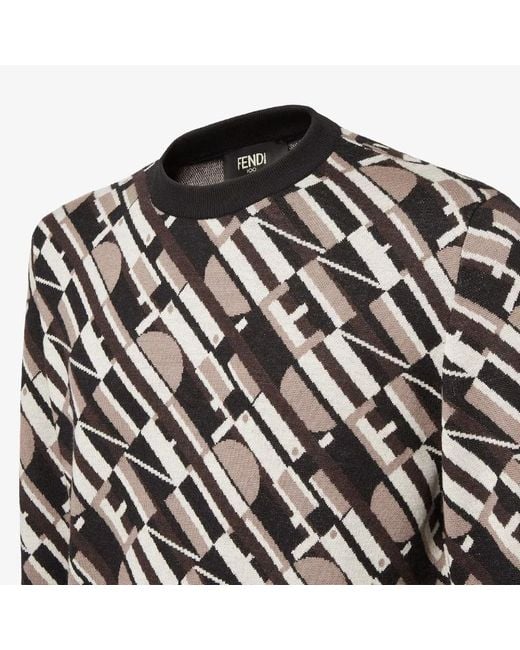Fendi Black Logo Jacquard Crewneck Jumper for men