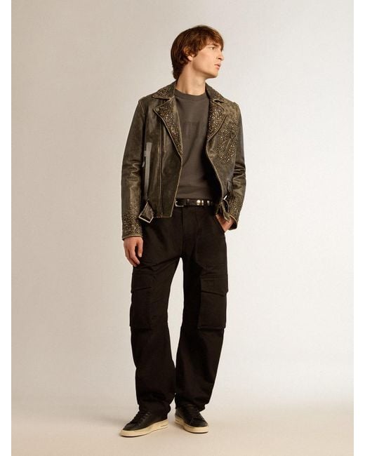 Golden Goose Deluxe Brand Black Straight-Leg Cargo Trousers for men