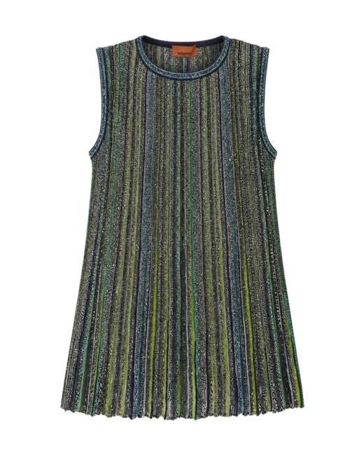 Missoni Green Sleveless Striped Tank Top