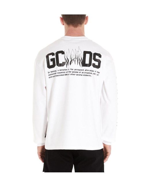 Gcds White Graphic Long-Sleeve T-Shirt for men