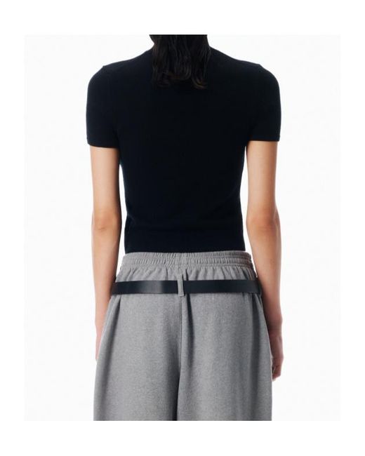 Alexander Wang Blue T By Logo Patch Crewneck Knitted T-Shirt