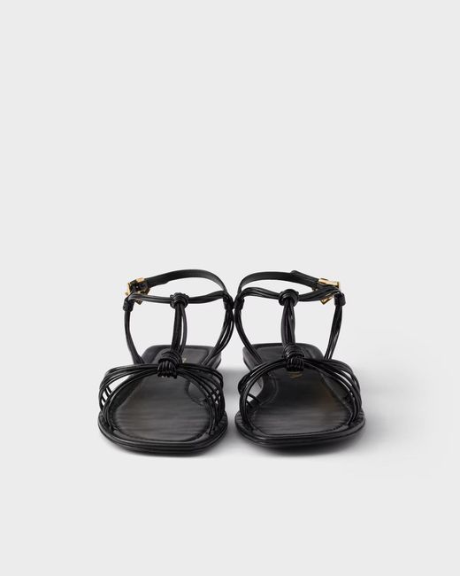 Prada Brown Triangle-Logo Sandals