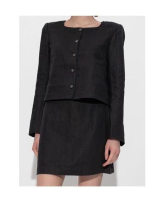 Posse Black Emma Button-Front Linen Jacket