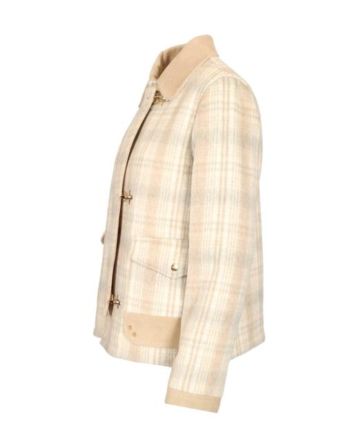 Fay Natural Tartan Quilted Short Coat