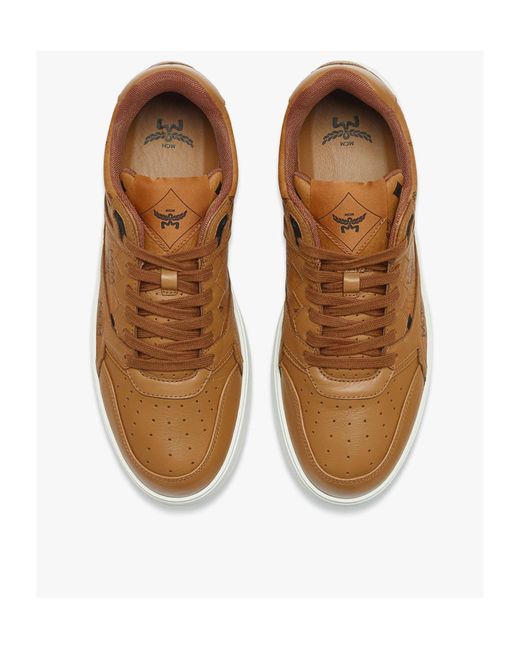 MCM Brown Neo Derby Visetos Lace-Up Sneakers for men