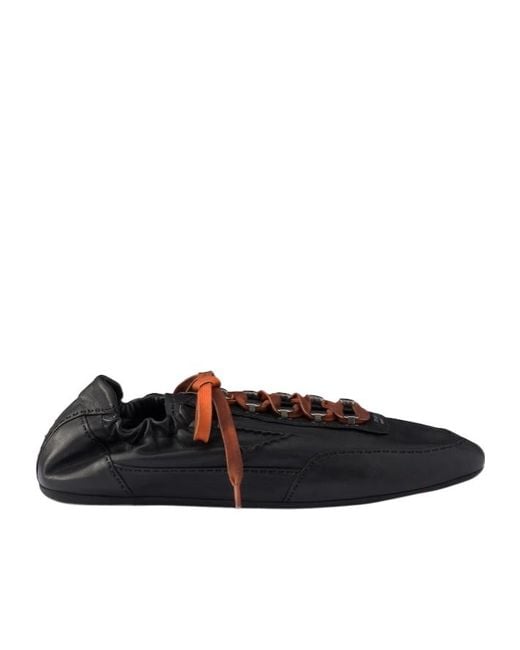 Prada Black Collapse Antiqued Nappa Leather Sneakers With Hooks for men