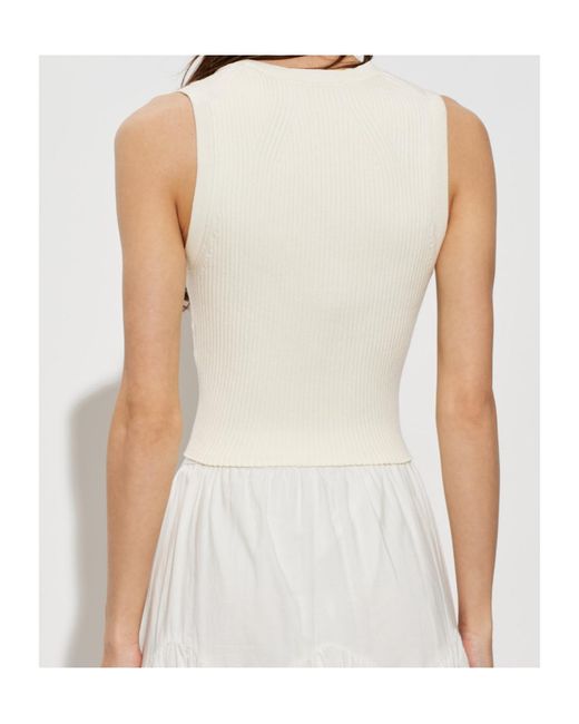 AllSaints White Cruza Ribbed Button Knitted Top