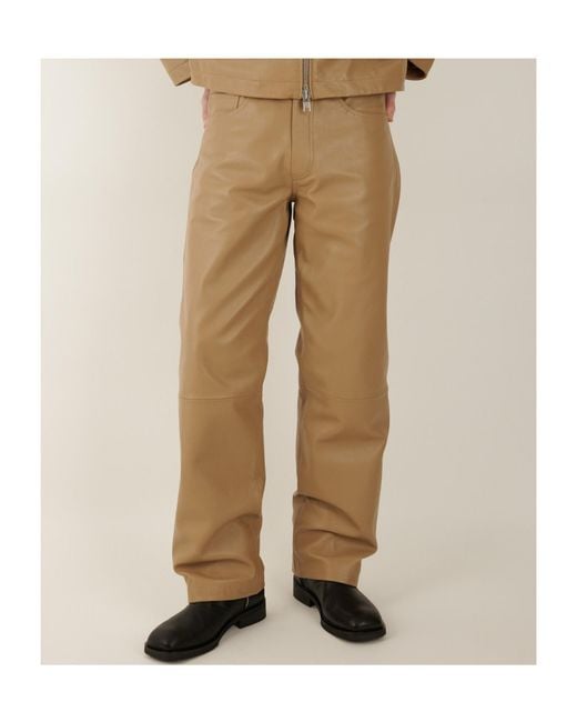 sunflower Natural Leather Pants With Belt Loops for men