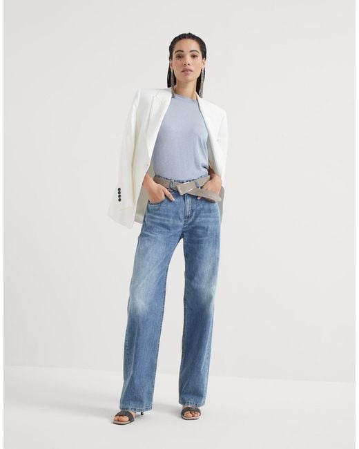 Brunello Cucinelli Blue High Waisted Straight-Leg Jeans