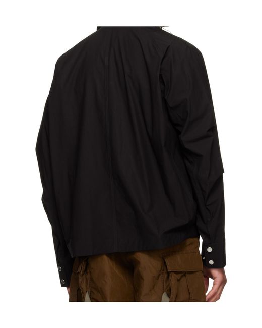 Sacai Black Button-Up High Neck Jacket for men