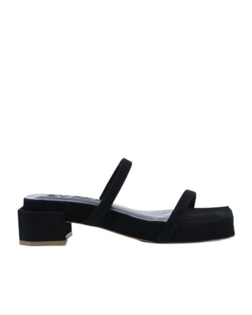 By Far Black Two-Strap Platform Sandals