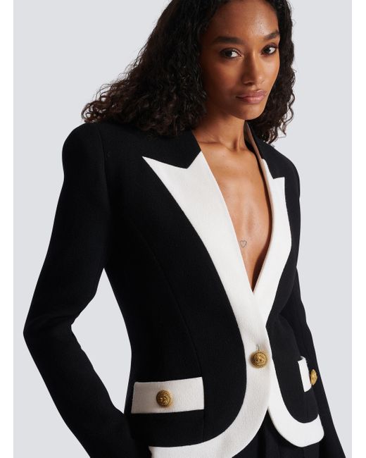 Balmain Black Two-tone Wool Jacket