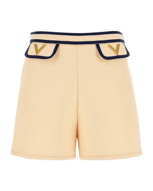 Valentino Natural Logo Plaque Shorts