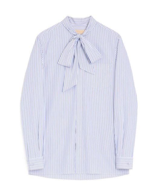 Valentino Blue Striped-Pattern Cotton Shirt for men