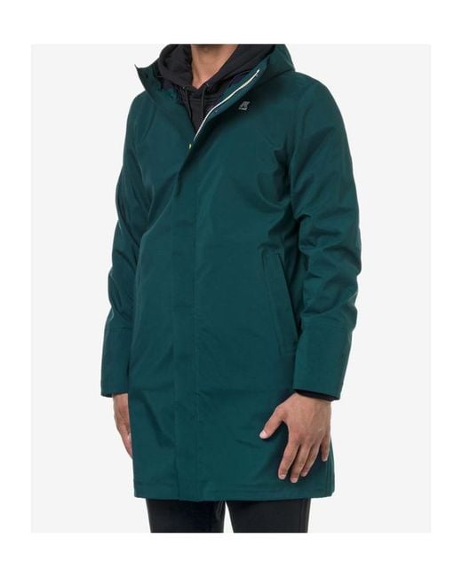K-Way Green Thomas Bonded Hooded Parka for men