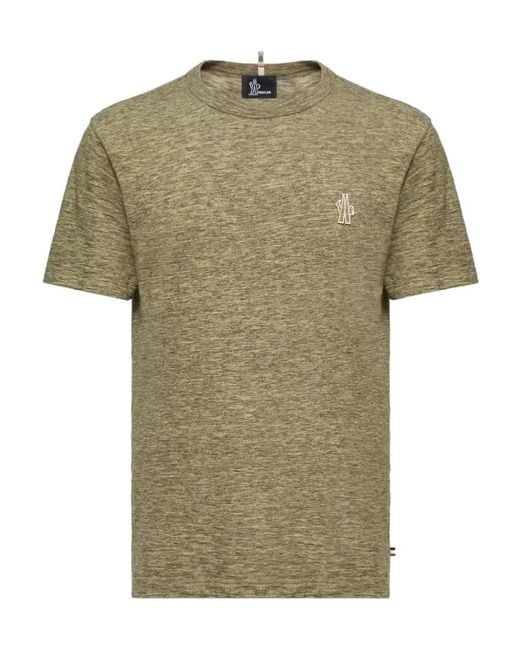 Moncler Green Grenoble Logo-Patch Crewneck T-Shirt for men