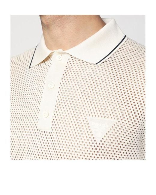 Prada White Logo Embroidered Short-Sleeved Polo Shirt for men