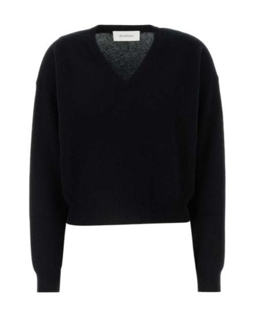 Sportmax Black Polis V-Neck Long-Sleeved Jumper