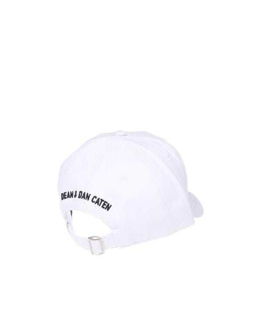 DSquared² White Logo Printed Curved Peak Cap