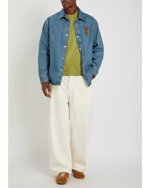 AMI Blue Logo Denim Jacket for men